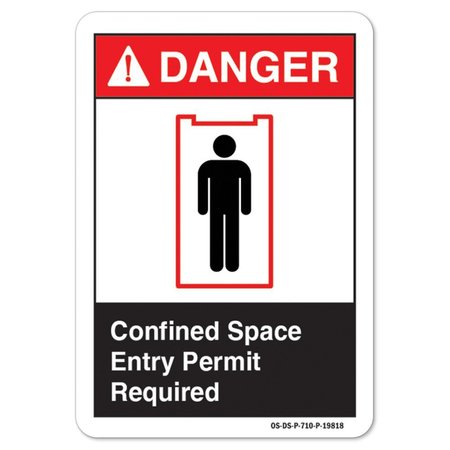 SIGNMISSION ANSI Sign, Confined Space Entry Permit Required, 10in X 7in Rigid Plastic, 7" H, 10" W, Landscape OS-DS-P-710-L-19818